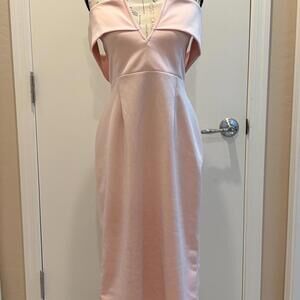 Soft Pink Off-Shoulder Midi Dress